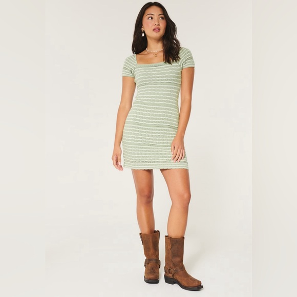 Holister Crochet Style Twist Back Mini Dress - Picture 1 of 4